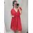 Šaty elegantní krátký rukáv dámské nadrozměr (XL/2XL ONE SIZE) ITALSKÁ MÓDA IM422CLARIS/DRčervená