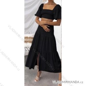 Souprava letní elegantní sukně a top krátký rukáv dámská (S/M ONE SIZE) ITALSKÁ MÓDA IMWB22066