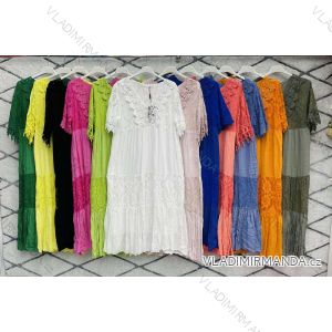 Šaty letní volnočasové krajkové krátký rukáv dámské nadrozměr (L/XL ONE SIZE) ITALSKÁ MÓDA IMWD222675