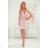 380-2 Dress with a golden zipper and a binding - dirty pink