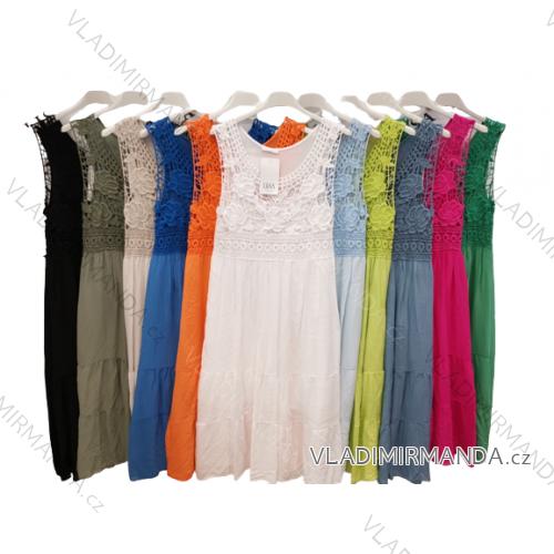 Šaty letní volnočasové bez rukávu dámské (S/M ONE SIZE) ITALSKÁ MÓDA IMPLS2234543