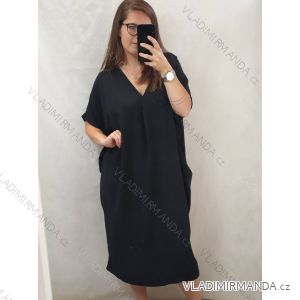 Šaty oversize krátký rukáv dámské nadrozměr (4XL/5XL ONE SIZE) ITALSKÁ MÓDA IMD22139/DR