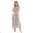 378-2 Chiffon midi dress - beige and blue boho pattern