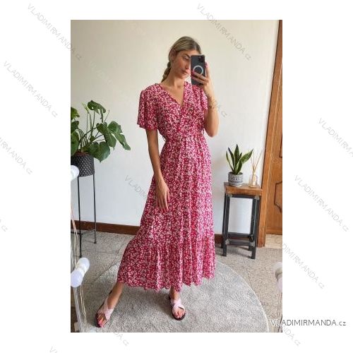 Šaty letní krátký rukáv dámské (S/M ONE SIZE) ITALSKÁ MÓDA IMPBB22F11665