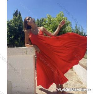 Šaty dlhé letné na ramienka skladané dámske (S/M ONE SIZE) TALIANSKA MÓDA IMPBB2222406mj