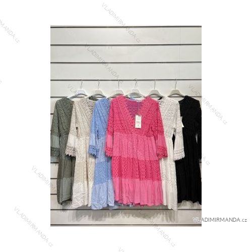 Šaty letní dlouhý rukáv dámské (S/M ONE SIZE) ITALSKÁ MÓDA IMPSH229171