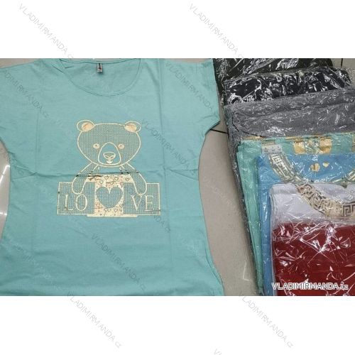 Tričko krátky rukáv dámske nadrozmer (2XL-4XL) TURECKÁ MÓDA TMWG22GYA0370-1