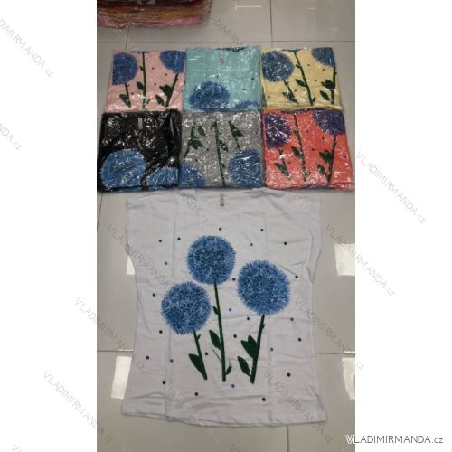 Tričko krátky rukáv dámske nadrozmer (2XL-4XL) TURECKÁ MÓDA TMWG22GYA0370-1