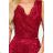 383-2 Lace midi dress with an envelope neckline - Burgundy color