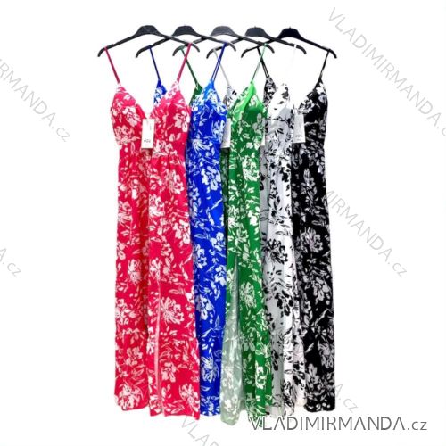 Šaty letní dlouhé na ramínka dámské (S/M ONE SIZE) ITALSKÁ MÓDA IMPDY22LS15705/6091