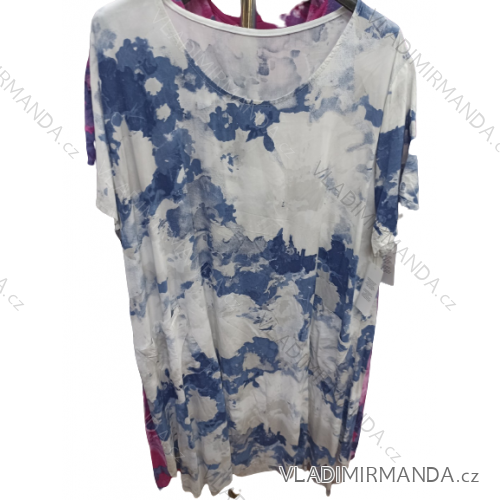 Šaty dlouhé maxi letní krátký rukáv dámská nadrozměr (XL/2XL/3XL ONE SIZE) ITALSKÁ MÓDA IM422746
