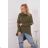 Padded sweatshirt with a longer back khaki