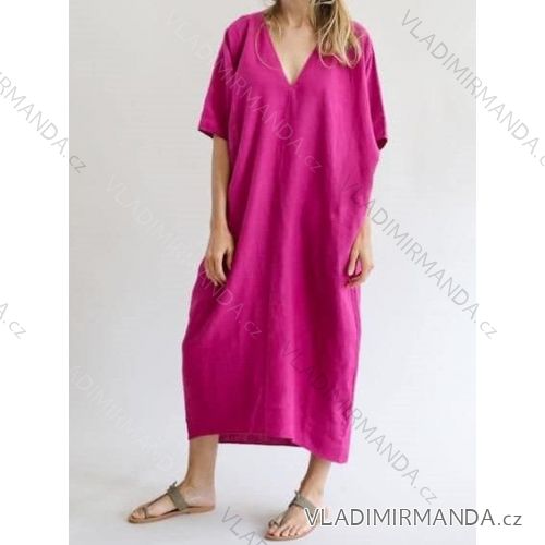 Maxi Sommer Übergroßes Kurzarmkleid Damen (S / M EINE GRÖSSE) ITALIAN FASHION IMM2253539CREP