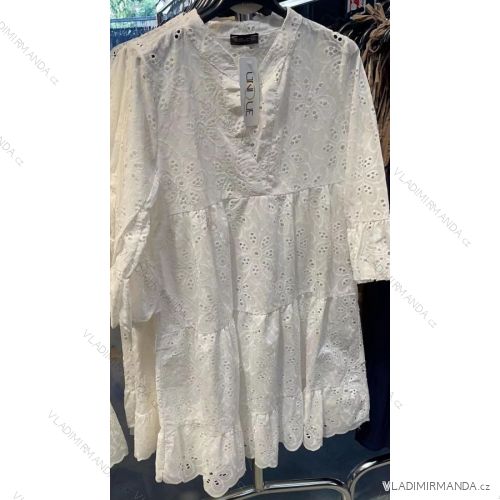 Šaty krajkované bavlněné krátký rukáv dámské (S/M ONE SIZE) ITALSKÁ MÓDA IMM22939