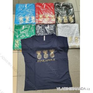 Tričko krátký rukáv dámské nadrozměr (2XL-4XL) TURECKÁ MÓDA TMWG22GYA0829