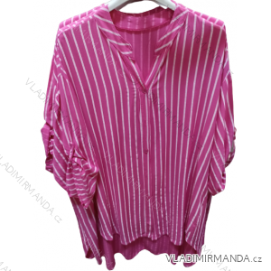 Košeľa predĺžená oversize krátky rukáv dámska nadrozmer (XL/2XL ONE SIZE) TALIANSKA MÓDA IMN22027