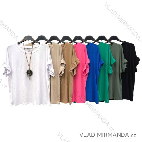Tunika s príveskom krátky rukáv dámska (S/M ONE SIZE) TALIANSKA MÓDA IMPLM2217885T2