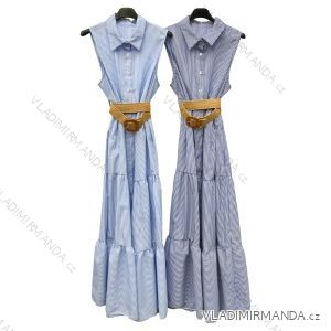 Šaty letní dlouhé košilové s páskem bez rukávu dámské (S/M ONE SIZE) ITALSKÁ MÓDA IMPLM229992A4