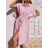Šaty košeľové krátky rukáv dámske (S/M/L/XL ONE SIZE) TALIANSKA MÓDA IMD225244 mintová