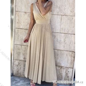 Šaty letní dlouhé elegantní skládané bez rukávu dámské (S/M ONE SIZE) ITALSKÁ MÓDA IMPBB221659yx