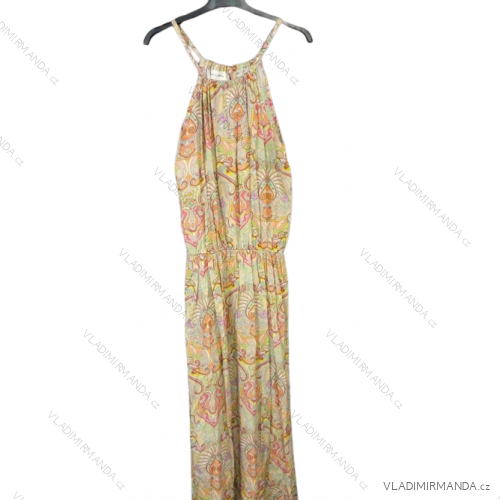 Šaty dlhé letné na ramienka dámske (S/M ONE SIZE) TALIANSKA MÓDA IMWY22161/DR žltá S/M