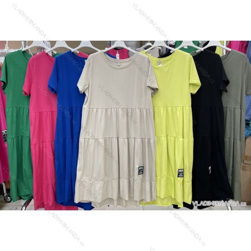 Women's Oversized Cotton Short Sleeve Dress (XL / 2XL ONE SIZE) ITALIAN FASHION IMWB222504