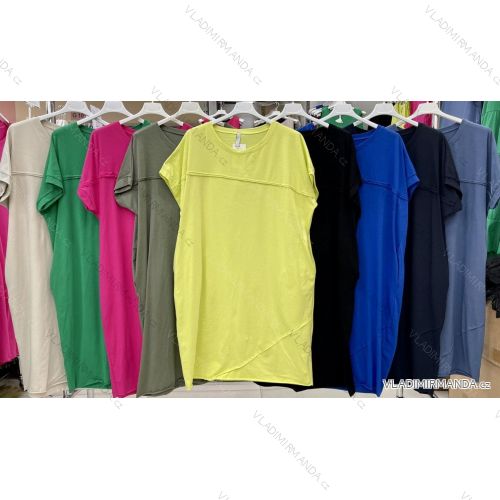 Women's Oversized Cotton Short Sleeve Dress (XL / 2XL ONE SIZE) ITALIAN FASHION IMWB222504
