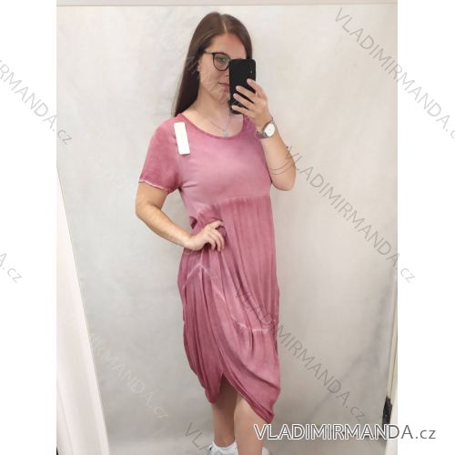 Šaty letní dámské nadrozměrné (uni xl-3xl) ITALSKá MóDA IM7171053/DR starorůžová