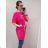 Šaty oversize krátký rukáv joy dámské nadrozměr (4XL/5XL ONE SIZE) ITALSKÁ MÓDA IM422227 tmavě růžová 4XL/5XL