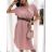 Damen Sommerkleid mit Gürtel Kurzarm (S/M/L ONE SIZE) ITALIAN FASHION IMWA222882