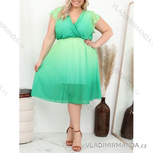 Šaty letní šifonové krátký rukáv dámské nadrozměr (XL/2XL/3XL ONE SIZE) ITALSKÁ MÓDA IMWGM22OMBRE