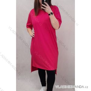 Šaty bavlněné volnočasové krátký rukáv dámské nadrozměr (XL/2XL ONE SIZE) ITALSKÁ MODA IM422103