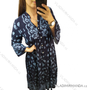 Šaty s dlouhým rukávem dámské (L/XL/2XL ONE SIZE) ITALSKÁ MÓDA IMF22BLUE