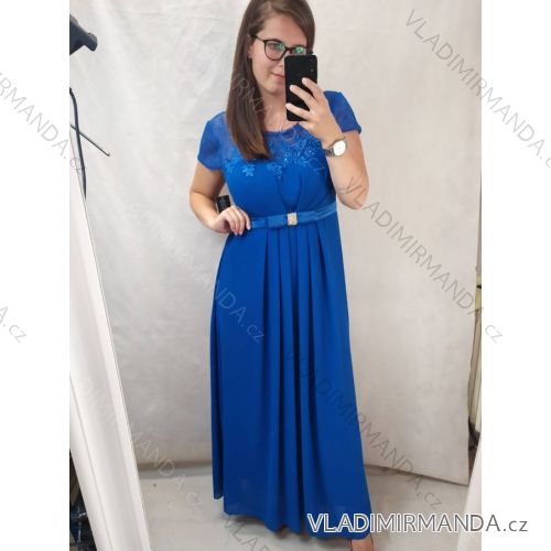 Šaty plesové elegantní společenské krátký rukáv dámské nadrozměr (L/XL/2XL ONE SIZE) ITALSKÁ MÓDA IMM22693