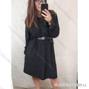 Šaty s páskem dlouhý rukáv dámské nadrozměr (3XL/4XL ONE SIZE) ITALSKÁ MÓDA IMWQ21251