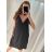 Šaty letní dlouhé na ramínka dámské (S/M ONE SIZE) ITALSKÁ MÓDA IMPHD225893 black S/M
