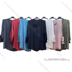 Tunika košilová 3/4 dlouhý rukáv dámská nadrozměr (XL/2XL ONE SIZE) ITALSKÁ MÓDA IM422907