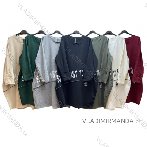 Šaty volnočasové dlouhý rukáv dámské nadrozměr (XL/2XL ONE SIZE) ITALSKÁ MÓDA IM422914
