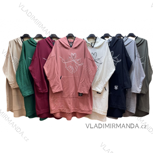 Mikina slabá prodloužená s kapucí dámská (XL/2XL ONE SIZE) ITALSKÁ MÓDA IM422915