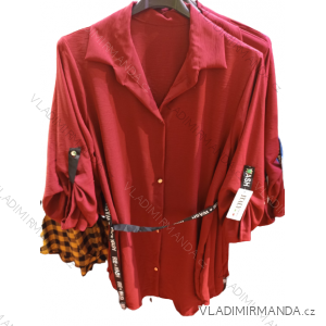Tunika/Šaty košilová prodloužená s páskem 3/4 dlouhý rukáv dámská nadrozměr (L/XL/2XL ONE SIZE) ITALSKÁ MÓDA IMH22882