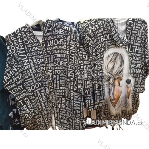 Mikina prodloužená na zip s kapucí dámská (XL/2XL ONE SIZE) ITALSKÁ MÓDA IM422863