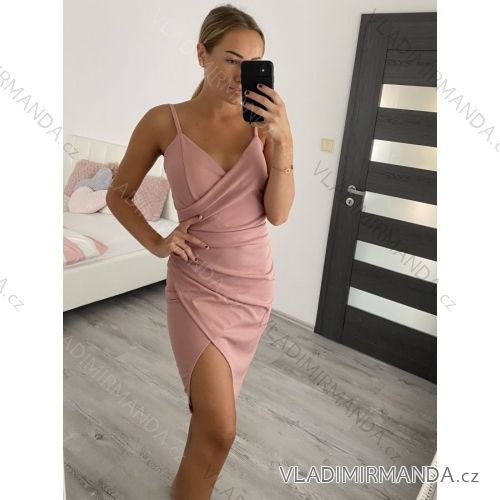 Šaty elegantní mini na ramínka dámské (S/M ONE SIZE) ITALSKÁ MÓDA IM322105