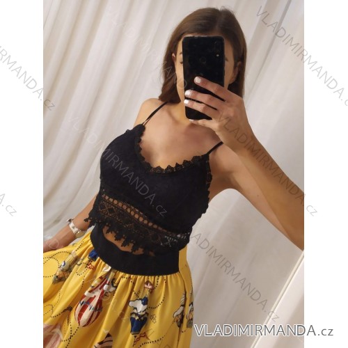Top/tielko čipkové na ramienka dámske (S/M ONE SIZE) TALIANSKA MÓDA IMPBB229678yx/DUR S/M čierna