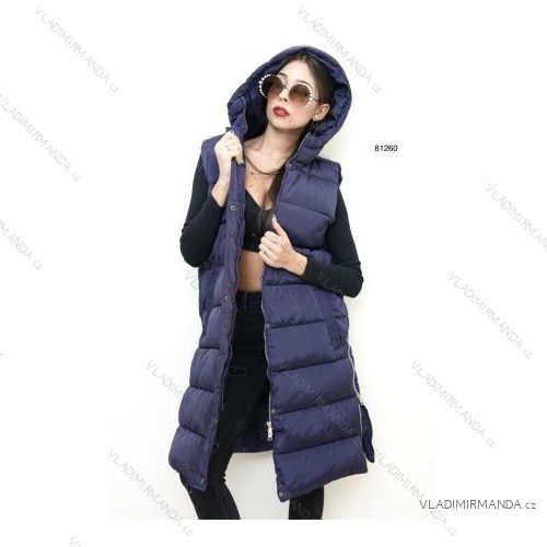 Vesta dlouhá s kapucí bez rukávu dámské (S-2XL) ITALSKÁ MÓDA IMPBD2281260