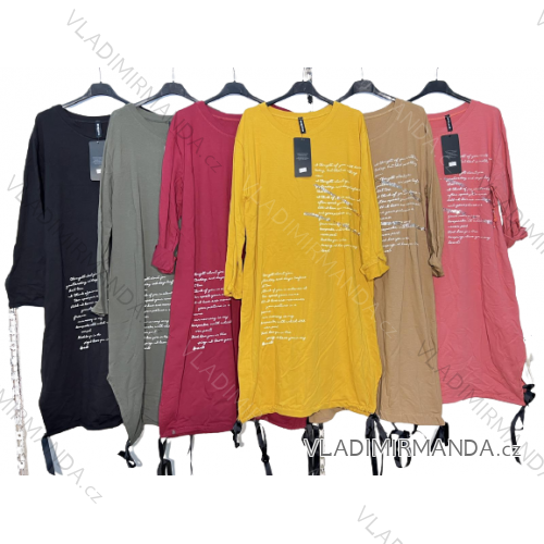Šaty dlouhý rukáv dámské nadrozměr (XL/2XL ONE SIZE) ITALSKá MóDA IM422956