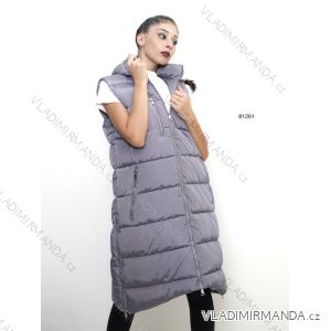 Vesta dlhá s kapucňou bez rukávov dámske (S-2XL) TALIANSKA MÓDA IMPBD2281261b