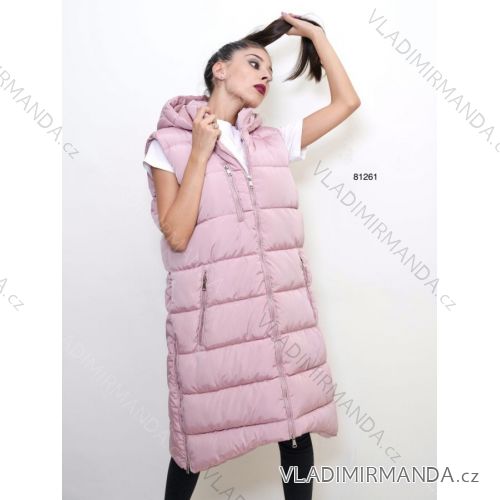 Vesta dlhá s kapucňou bez rukávov dámske (S-2XL) TALIANSKA MÓDA IMPBD2281261c