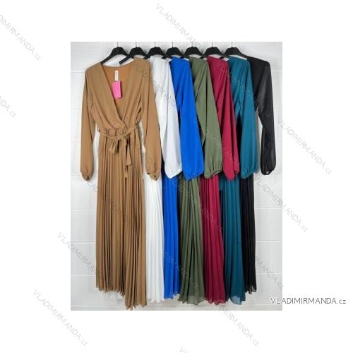 Šaty dlhé skladané dlhý rukáv dámske (S/M ONE SIZE) TALIANSKA MÓDA IMPBB22K9881