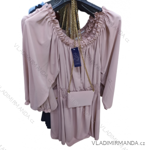 Šaty s kabelkou dlouhý rukáv dámské (S/M ONE SIZE) ITALSKá MóDA IM322295