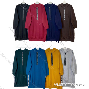 Mikina prodloužená s kapucí dlouhý rukáv dámská (S/M/L ONE SIZE) ITALSKÁ MÓDA IMC2222265
